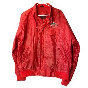 Vintage Upstream Racing Division Exxon Red Nylon 80's Jacket XL Oil Stains